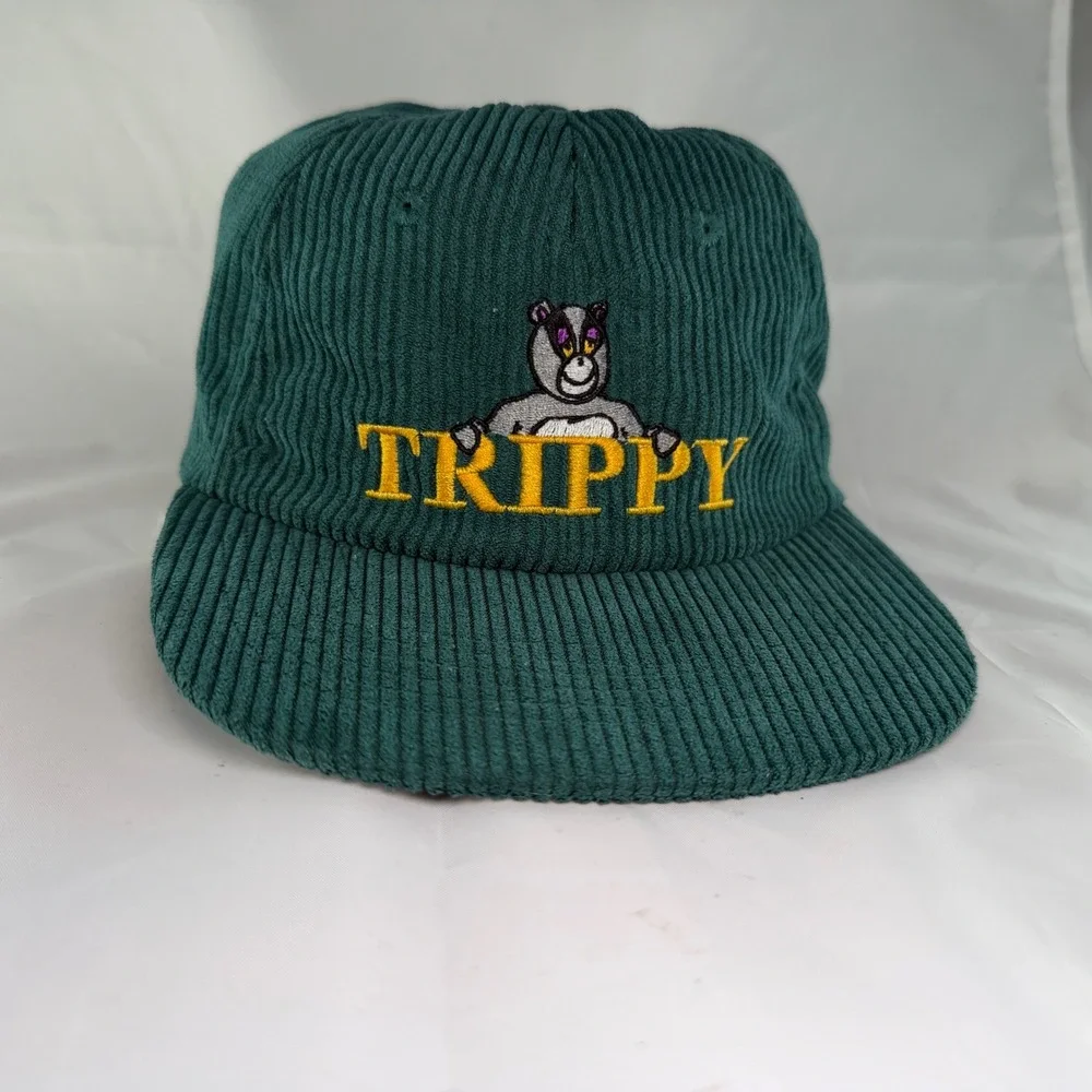 Tripping Animals Brewing Hat Mens Green Corduroy Embroidered Snapback Cap